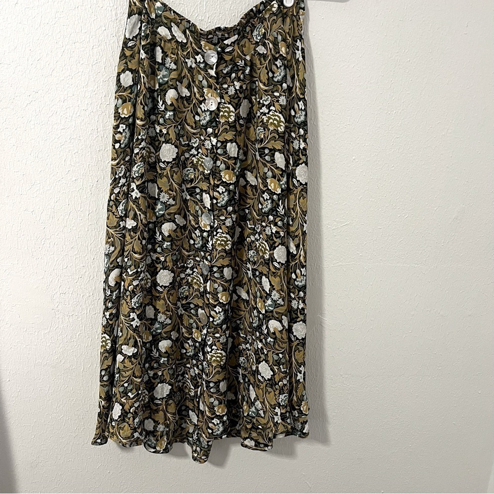 Catherine Malandrino Women’s Floral A-Line Maxi Skirt Sz 8 Black/Gold/White EUC